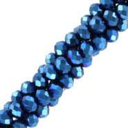 Top Glas Facett Glasschliffperlen 3x2mm rondellen - Light interstellar blue-pearl shine coating